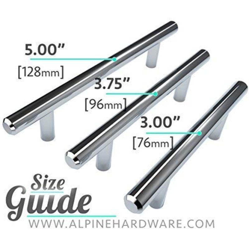 Polished Chrome Solid Stainless Steel Bar Handle Pull Set