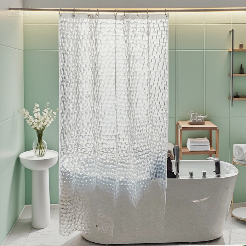 Rideau de douche transparent en forme de cube d'eau avec 3 aimants puissants pour la salle de bain NTBAY EVA