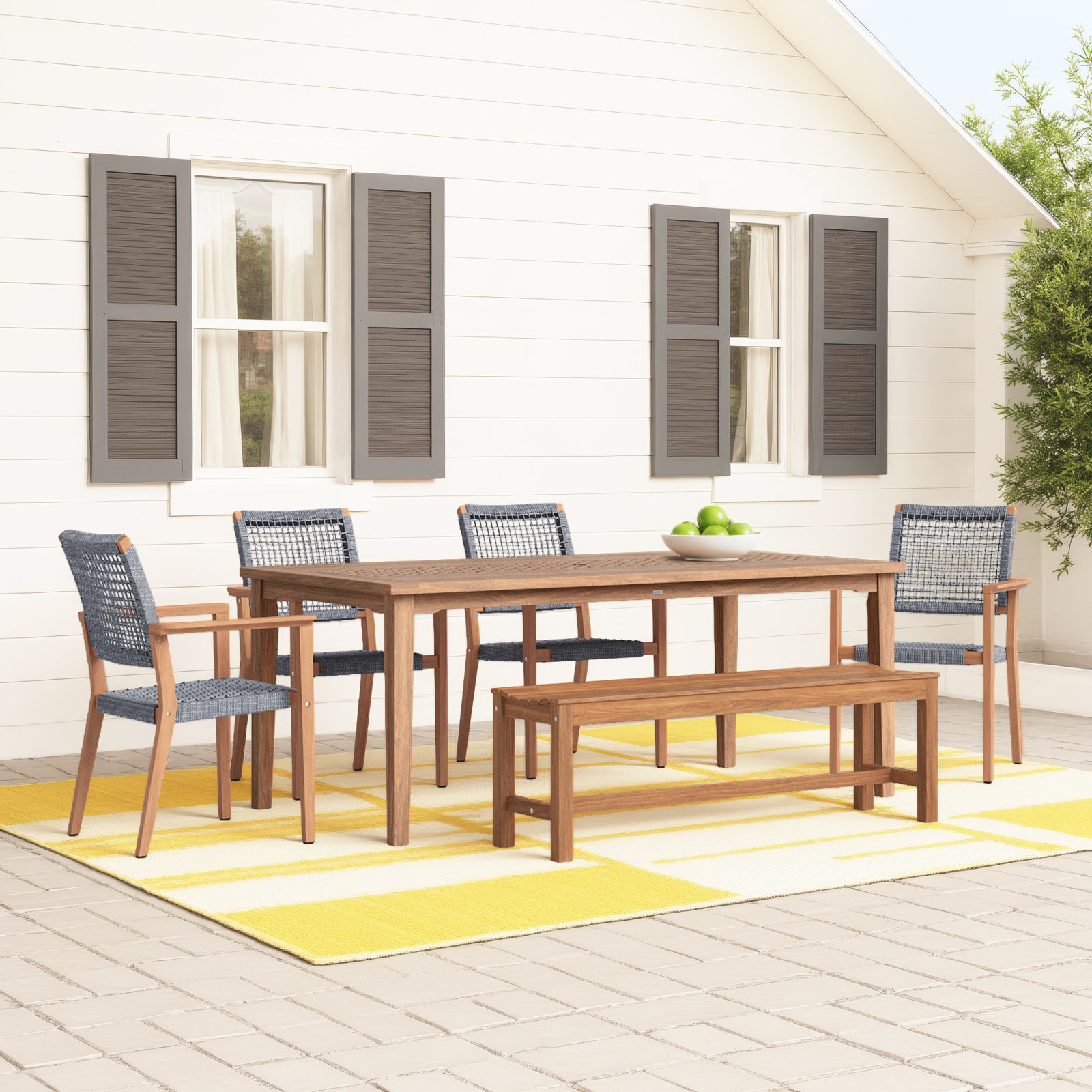Fleur 76" Eucalyptus Patio Dining Set