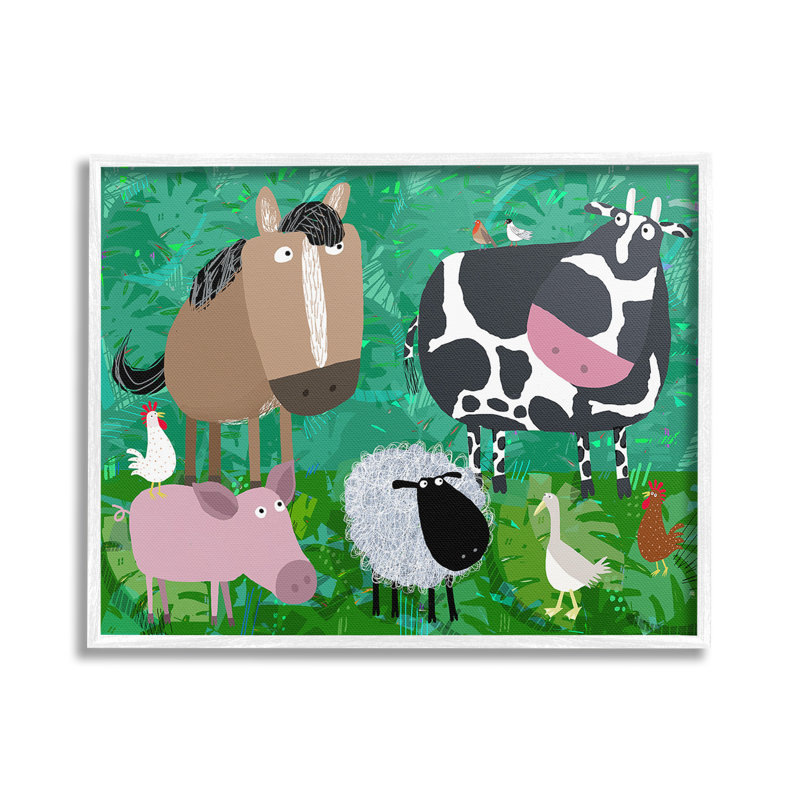 "Cadre unique d'animaux de la ferme" par Carla Daly sur toile, Giclée encadrée blanc bord de mer, H 16 po x l 20 po