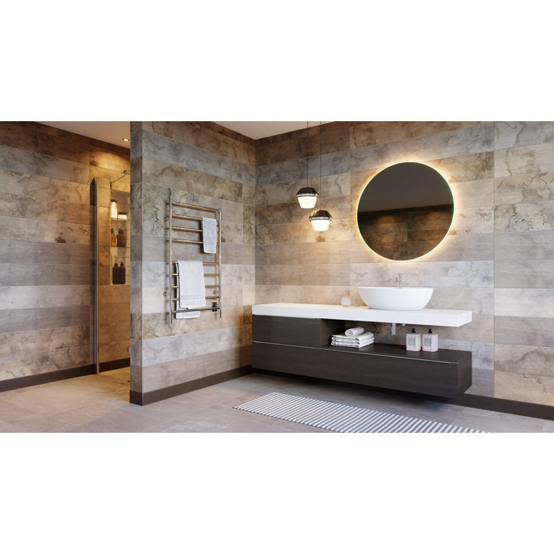 Chauffe-serviettes électrique mural 24 po x 40 po Kontour Linear , H 40 po x l 24 po x P 4 po, Chrome, Câblé