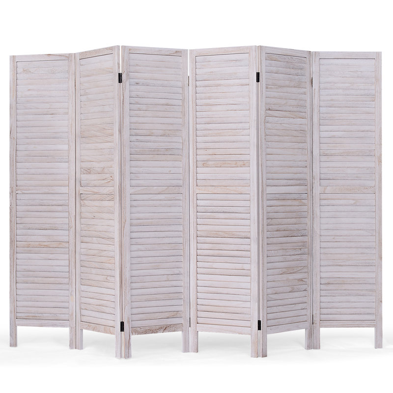 Cloison 6 panneaux en bois massif l 96 po x H 67 po Roxana