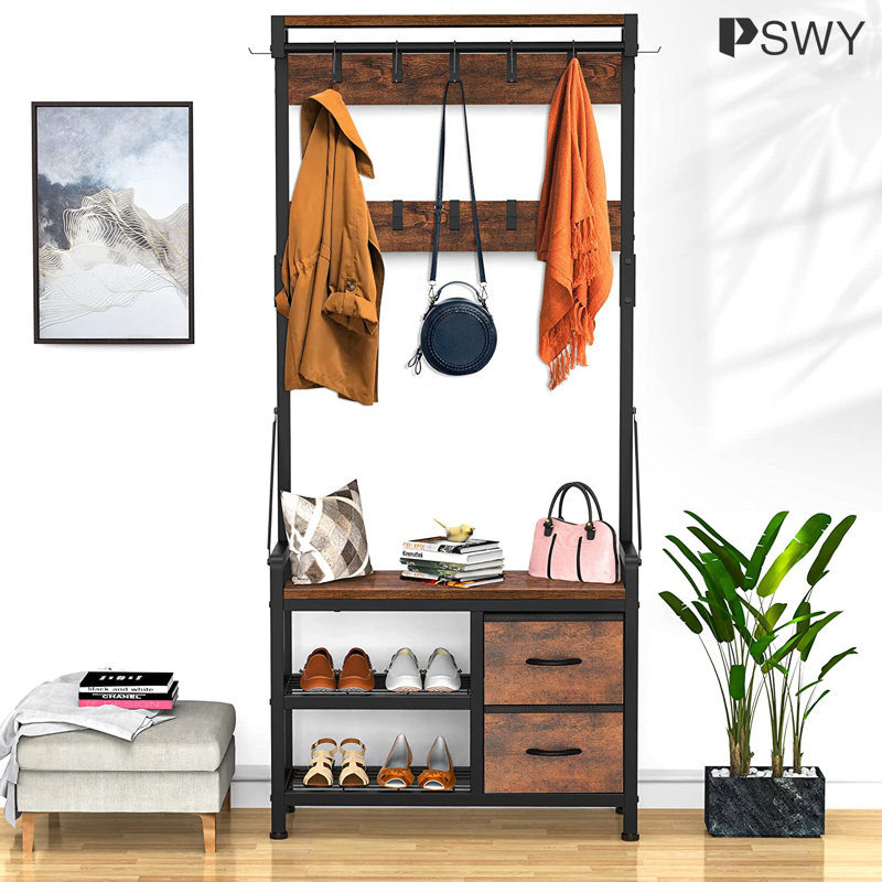 Hall Tree 31.5'' Wide with Bench and Shoe Storage