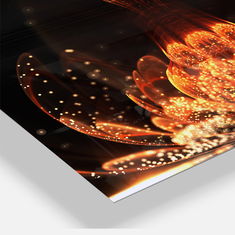 «Bright Orange Brighty Fractal Flower», impression sur toile tendue, H 16 po x l 32 po x P 1 po, Toile tendue
