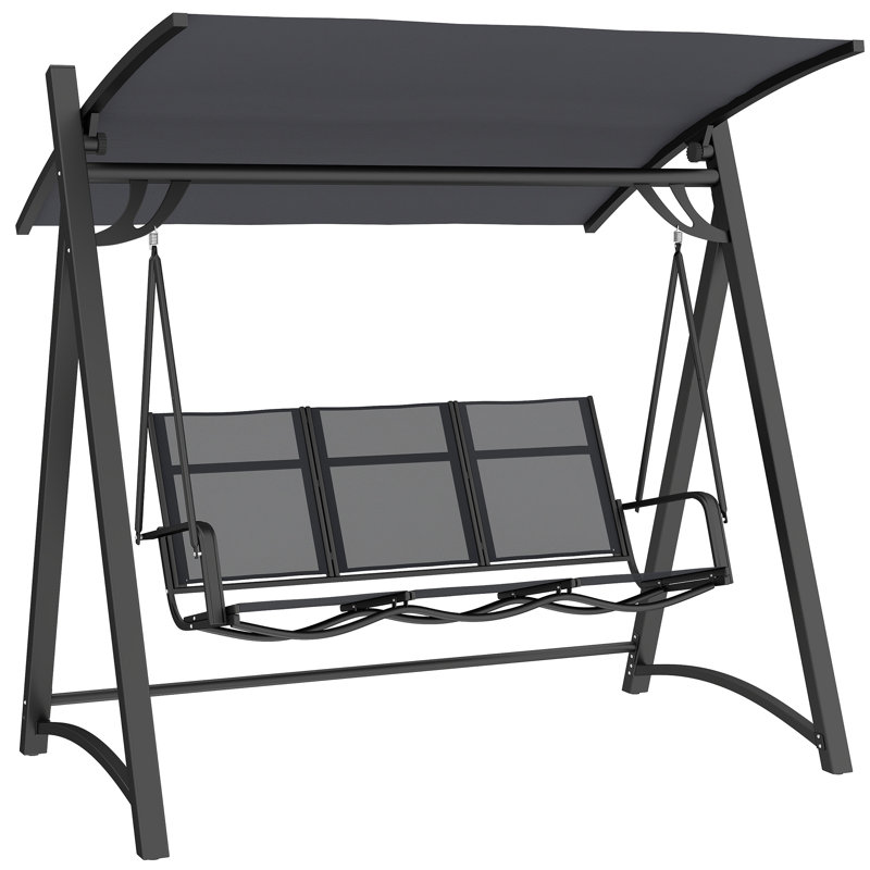 3 Person Porch Swing with Canopy, Grey