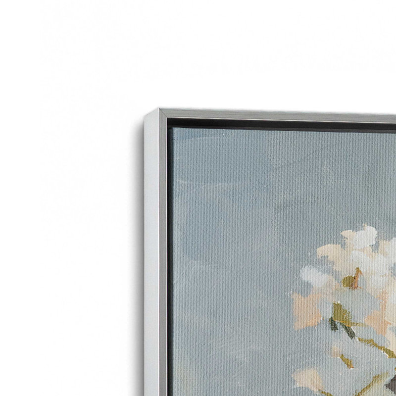 «White Flower Pot I» par Marian Parsons, reproduction d'art sur toile, H 32 po x l 48 po, Argent argent