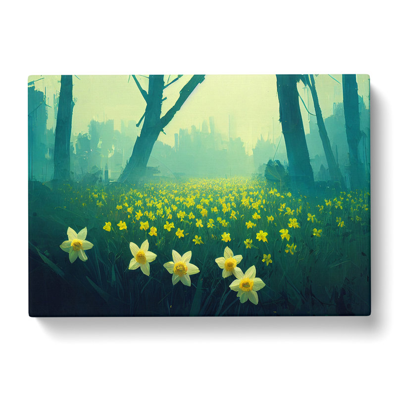 Daffodil Flower Field - Wrapped Canvas Painting, 35cm H x 50cm W x 3cm D