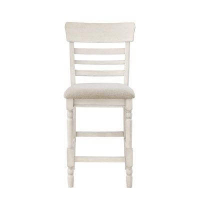 Antique White Finish Set of 2 Counter Height Chair Farmhouse Style Fabric Upholstered Seat Wooden Furniture Dining Chairs by Alcott Hill