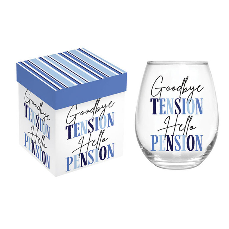 Verre à pied sans pied Retirement, 17 oz, boîte-cadeau