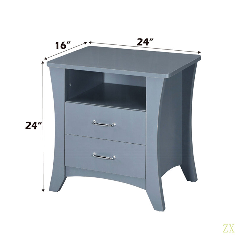 Table de chevet avec compartiment supérieur ouvert et 2 tiroirs pour la chambre à coucher, le salon et le placard