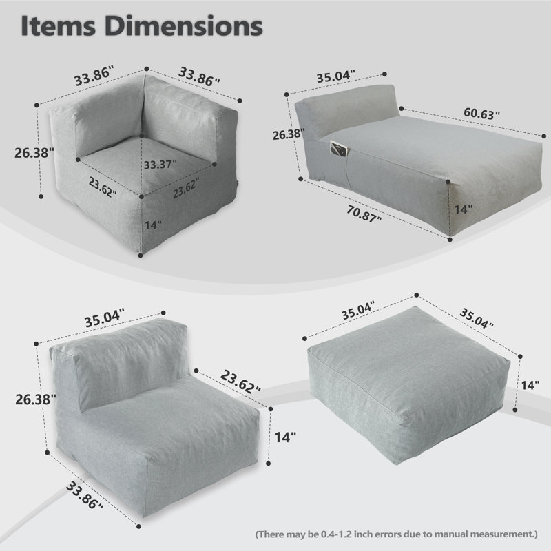 9-Piece Outdoor Sectional Sofa With Chaise Lounge For Patio, Garden And Swimming Pool, Light Gray