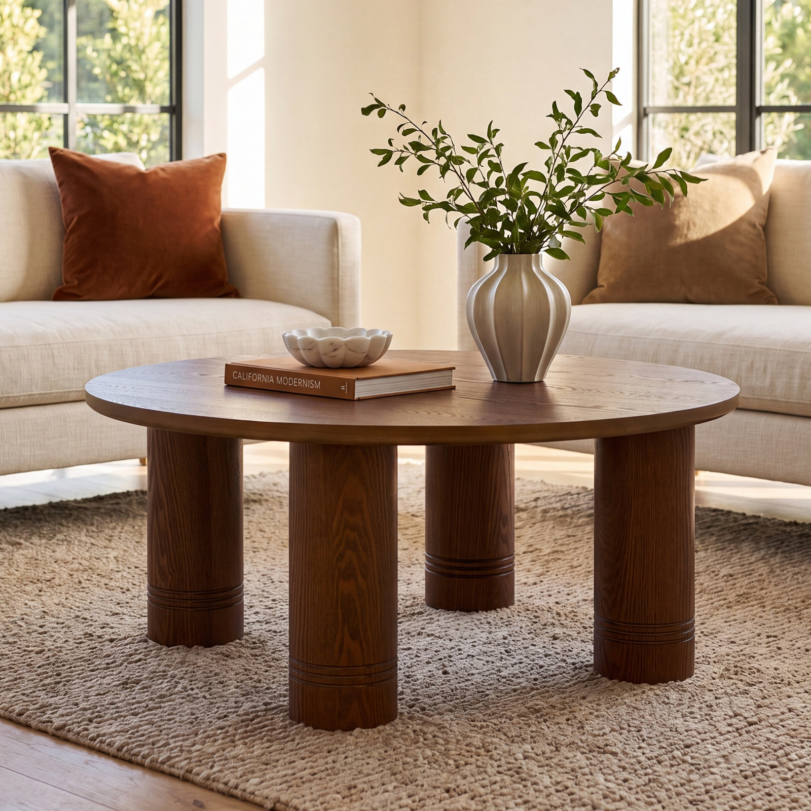 Canino Round Coffee Table, Walnut