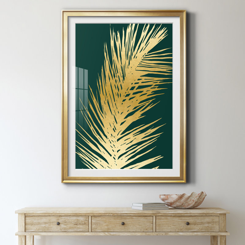 Emerald Palm II - Impression de cadre photo sur papier, H 18,5 po x l 24,5 po x P 1,5 po, Doré