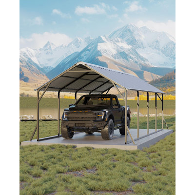 11 ft x 20 ft x 9 ft Vertical Roof Metal Carport – Heavy Duty Steel Structure for Full-Size Trucks, Boats & Tractors, All-Weather Protection