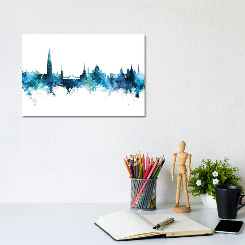 St Petersburg Russia Skyline Blue Teal by Michael Tompsett - Wrapped Canvas Painting, 20.32 cm H x 30.48 cm W