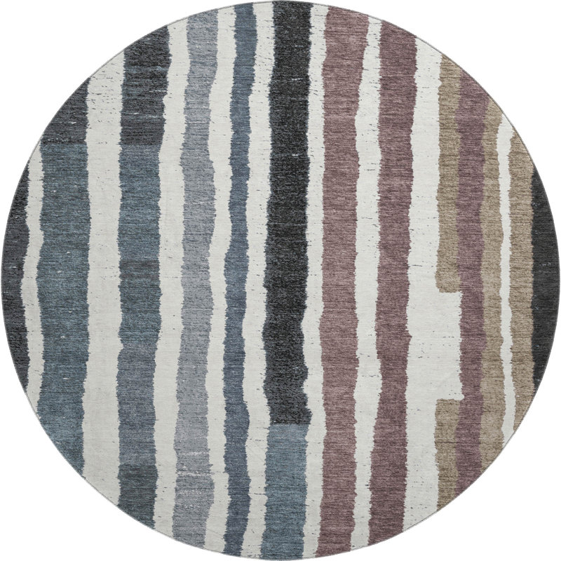Premium Machine Washable Millbrook AMF1961 Stripes Rug, Round 8'