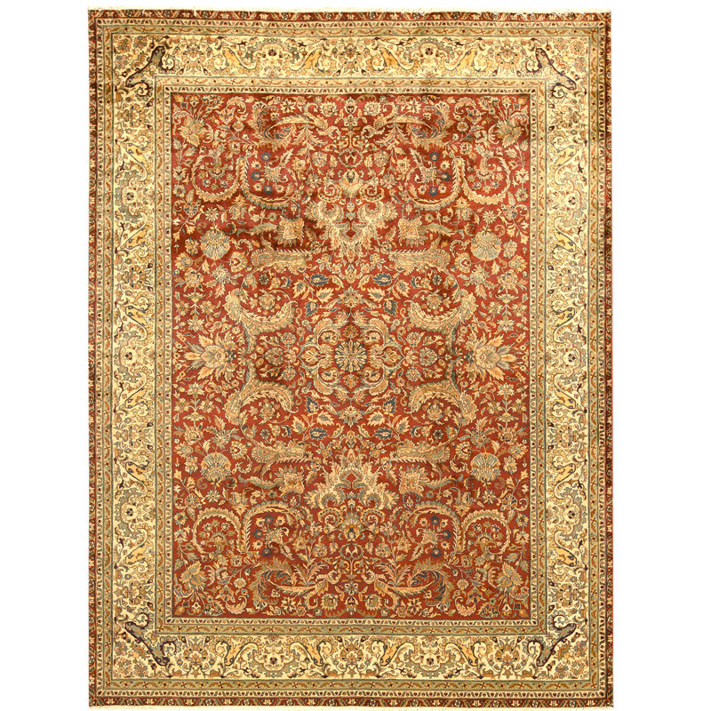 High-Quality Hand-Knotted Wine And Cream Area Rug