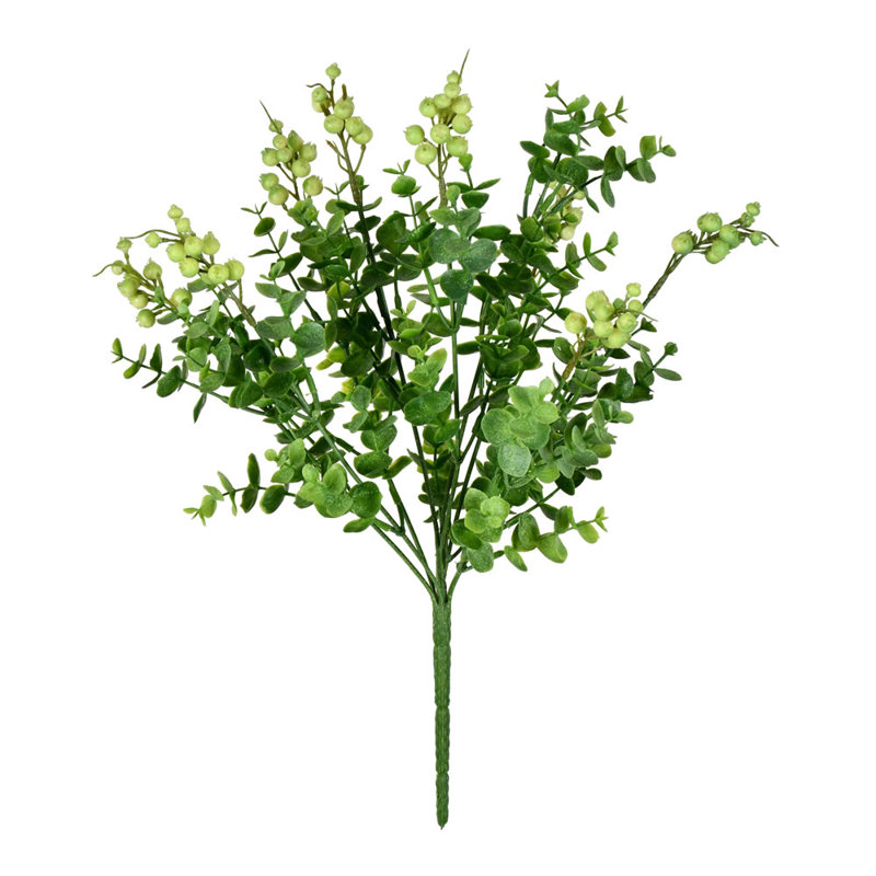 Buisson artificiel à feuilles d'argent 14,5 po, Vert clair