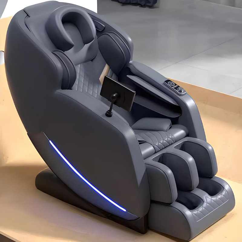 Fauteuil de massage électrique multifonctionnel ergonomique gris foncé