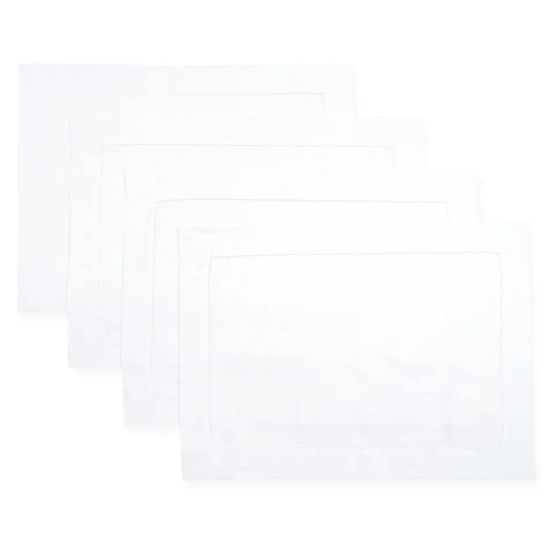 Ensemble de 4 napperons Signature en lin 100% lin pur Signature, Blanc