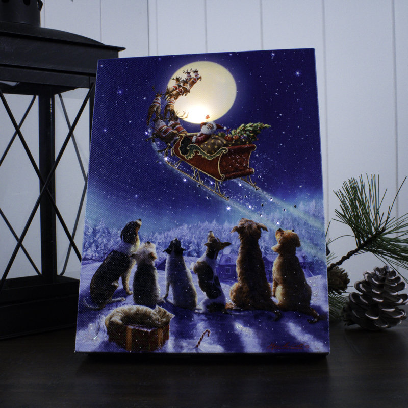 Santa's Arrival 8x6 Lighted Tabletop Canvas