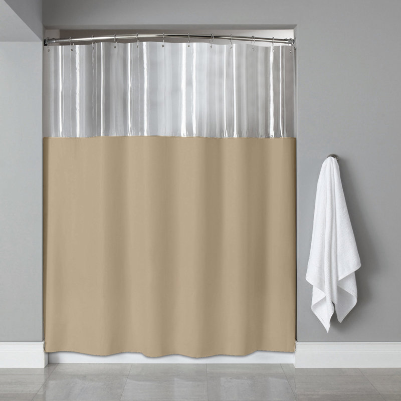 Heavy Duty Vinyl Shower Curtain See Through Top, 10-Gauge, White, 72"H x 72"W