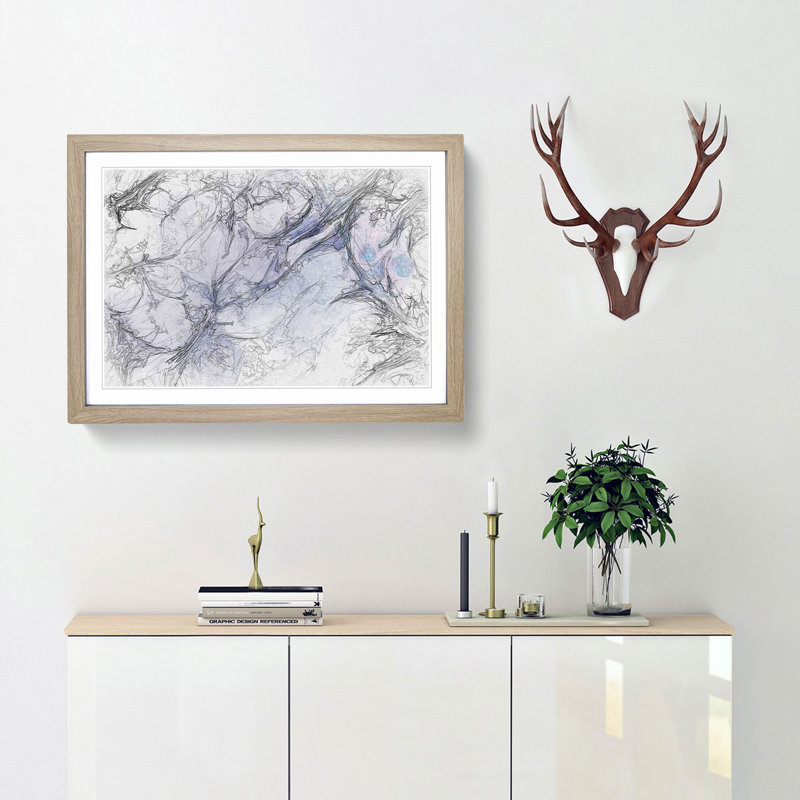 Secrets in Abstract - Picture Frame Graphic Art Print, 50cm H x 76cm W x 2cm D, Oak