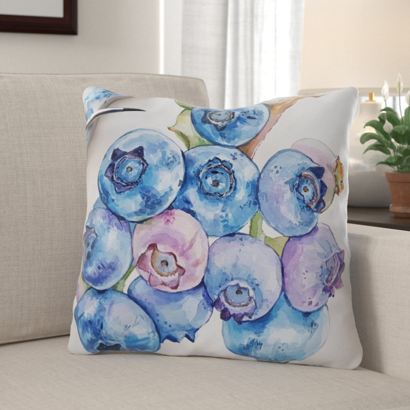 Coussin blueberries Deskins, Microsuède, Intérieur