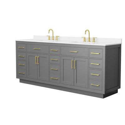 Beckett TK 84'' Double Bathroom Vanity with Quartz Top