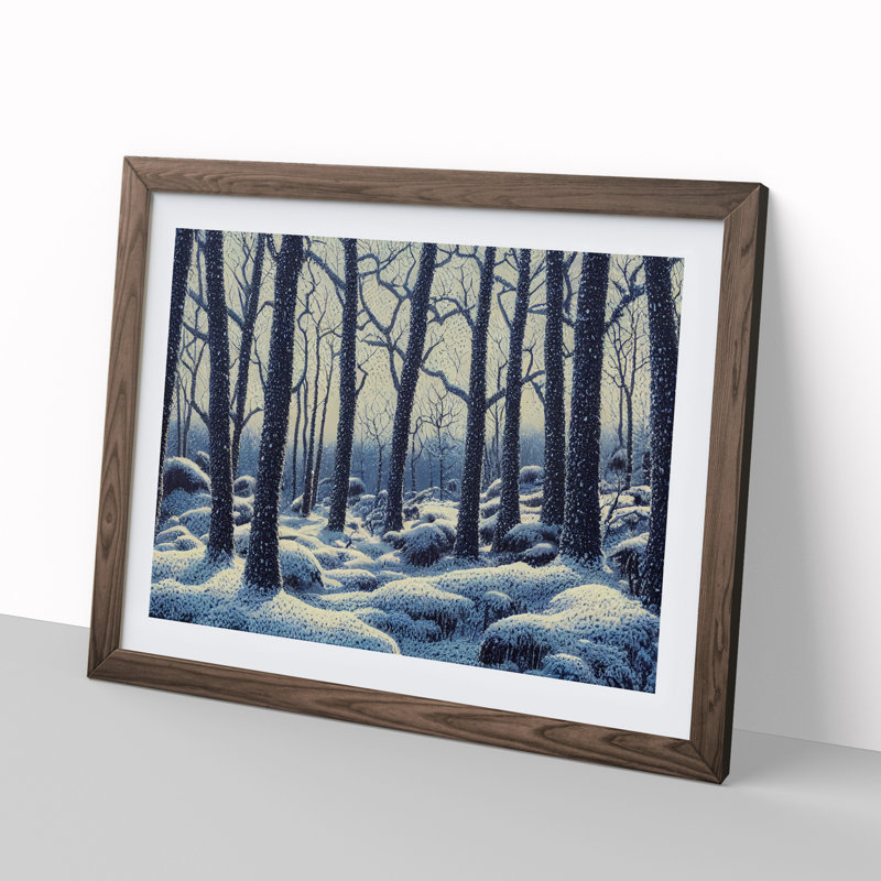 Charismatic Winter Forest - Framed Print, 34cm H x 46cm W x 2cm D, Walnut