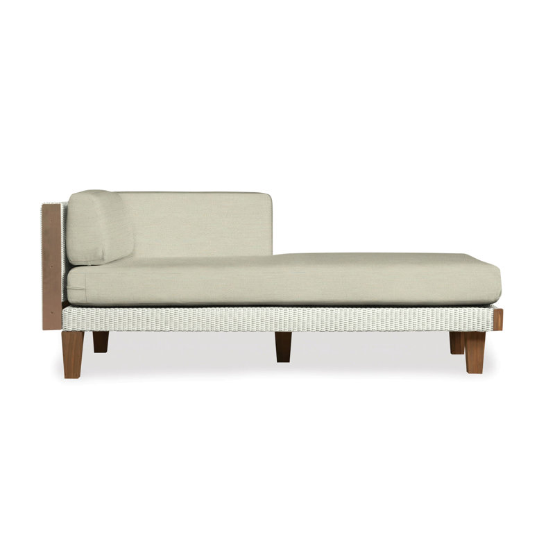 Catalina Outdoor Teak Chaise Lounge, Sailcloth Seagull, Ivory
