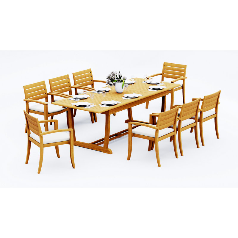 Travota Outdoor Teak Dining Set, 30.5" H x 118" L x 40" W, 8