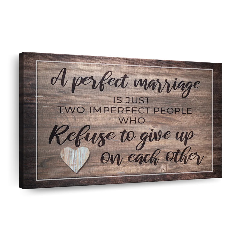 «Perfect Wedding Quote», art textuel sur toile tendue, H 32 po x l 48 po x P 1,25 po