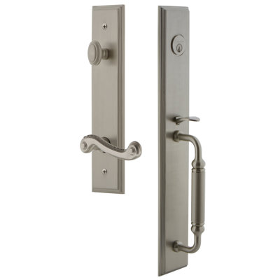 Carré Handleset with Deadbolt and Newport Door Lever and Rosette