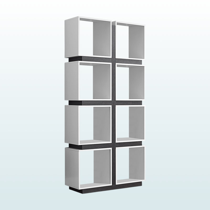 Blossom Metal Frame Bookshelf with 8 Cubic Shelves in White Finish, 71.03" H X 33.37" W X 11.89" D
