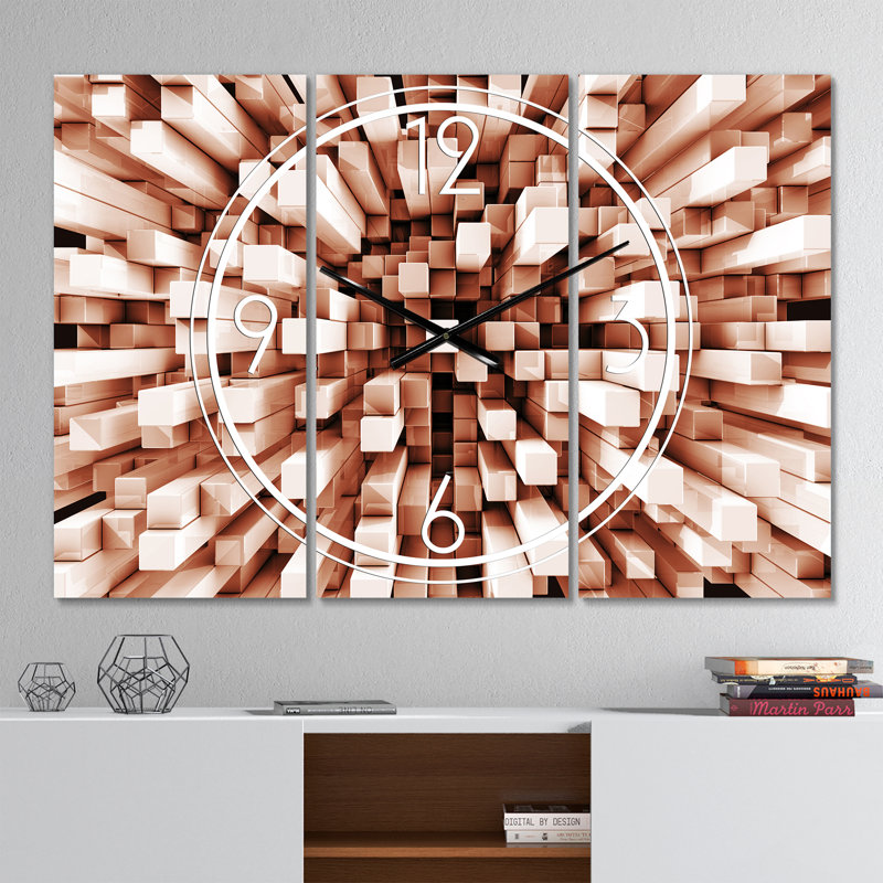 Reflective Checkered Cube - Modern wall clock