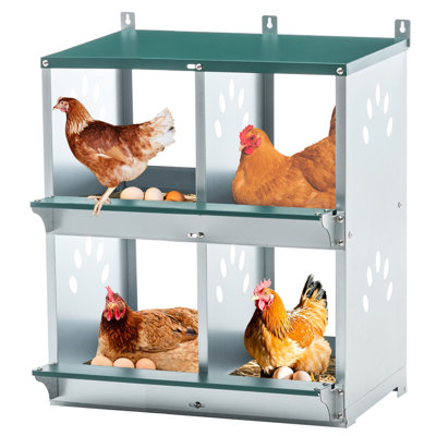 4 boîtes de nidification en acier galvanisé à 4 compartiments, fixation murale, couleur, 21,54 pouces de long, boîtes de montage en acier ventilées
