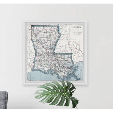 Wrought Studio 'Louisiana State Vintage Flag' Framed Graphic Art Print on Canvas, Black