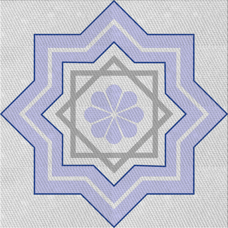 Tapis mauve/crème tissé à la machine, Carré 3 pi