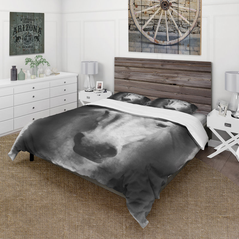 Farmhouse Horse - Ensemble de housse de couette animaux - Microfibre de polyester, Blanc/noir