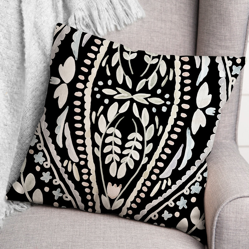 Housse et insert de coussin extérieur d'extérieur, Noir, Floral 2