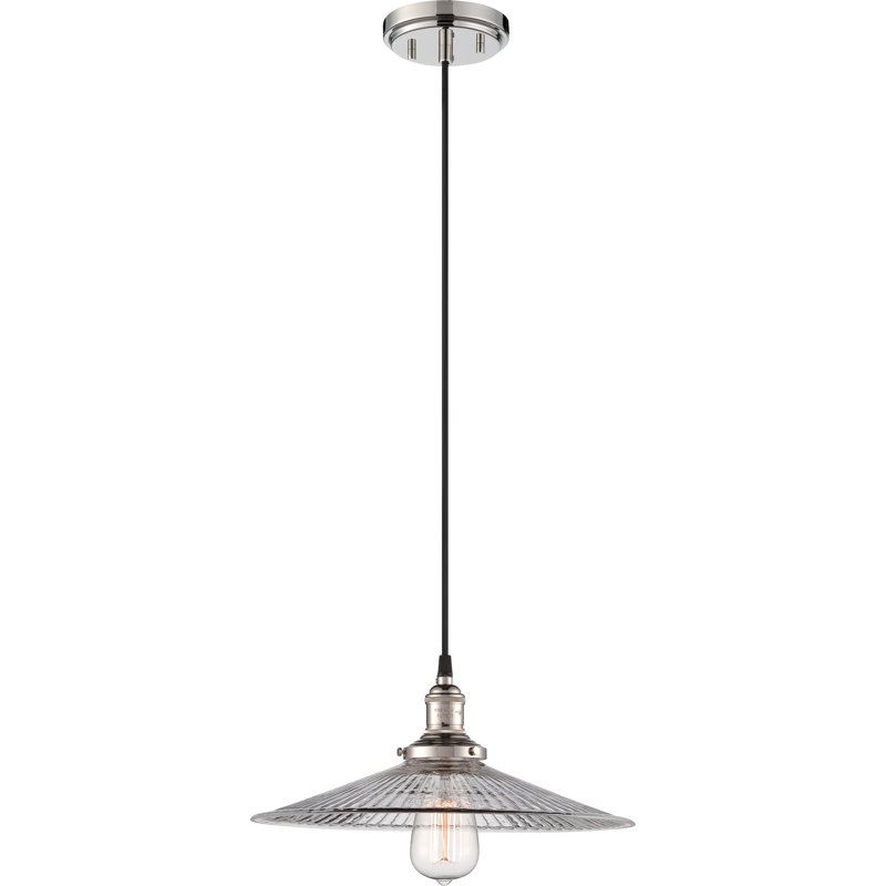 Luminaire suspendu conique à 1 lumière Lewandowski, Nickel poli