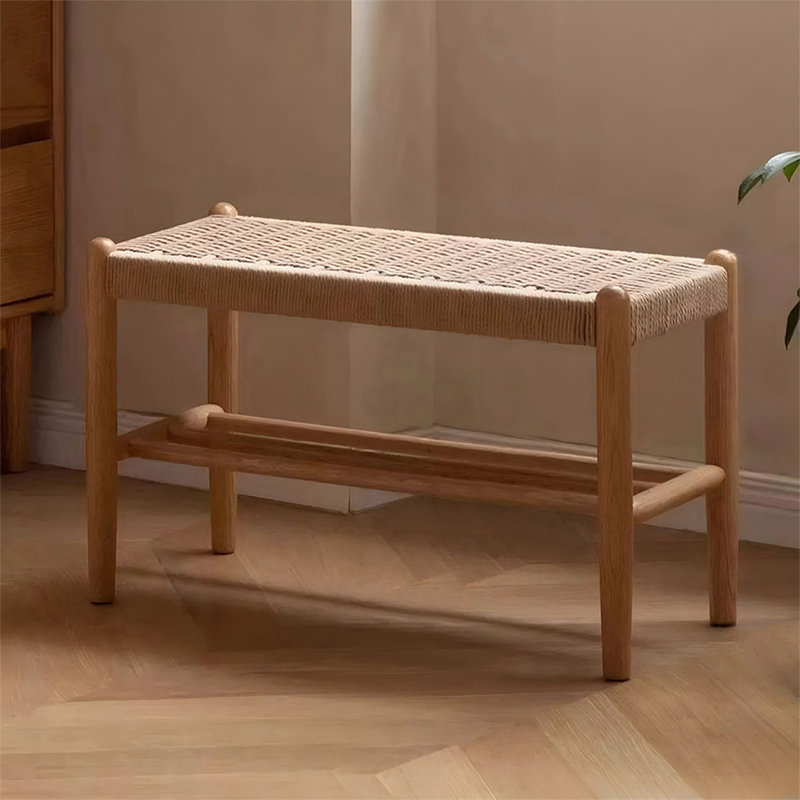 Banc en bois massif Burlywood, H 16,14 po x l 31,5 po x P 11,81 po