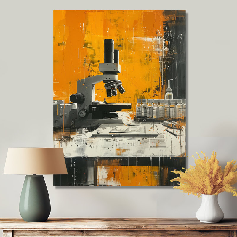 Décoration murale jaune et noir radiologique en laboratoire - Laboratoires, Toile tendue, H 20 po x l 12 po x P 1 po