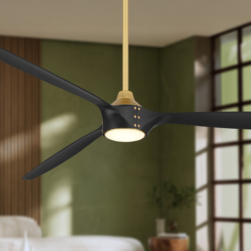 Pierce 84" Led Smart Ceiling Fan, Brass, Black
