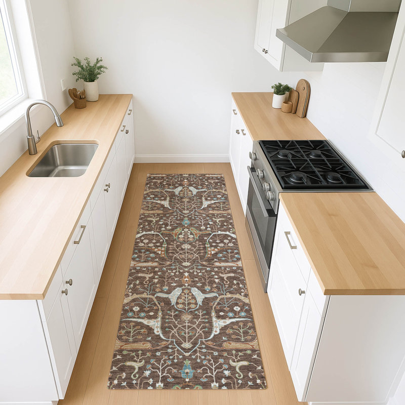Machine Washable Indoor/Outdoor Boruta ACN2250 Global Rug, Runner 2'3" x 7'6"