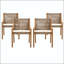 Ensemble de chaises de salle à manger 4 pièces en bois d'acacia et osier avec coussins crème-130116584-130116585