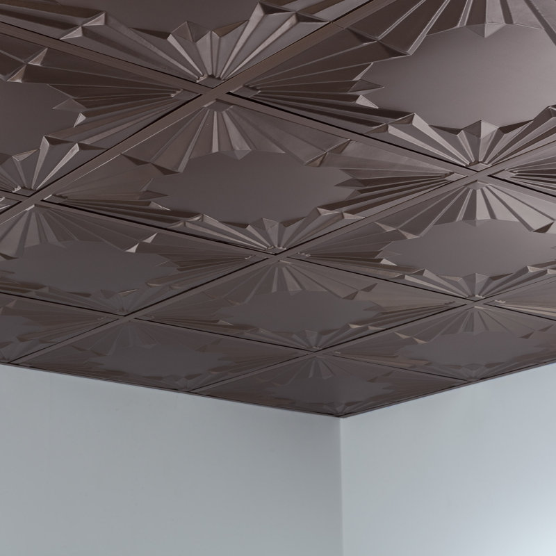 Panneau de plafond décoratif en vinyle FASÄDE Art Deco 2 pi x 2 pi, Bronze argenté
