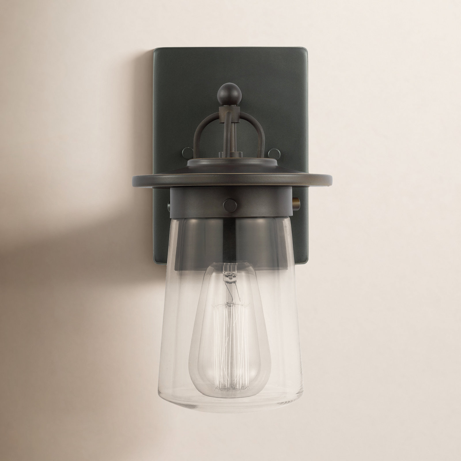 Mansoor Outdoor Wall Lantern, 11.63" H x 6" W x 6" D, Antique Bronze