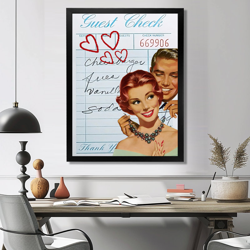 «Love Check Old Hollywood Couple Love» - Décoration murale film et télévision, H 20 po x l 12 po x P 1 po